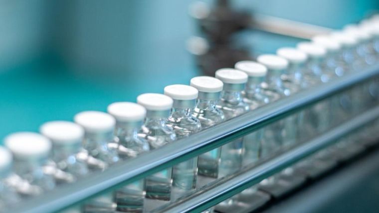 Vaccine vials in a manufacturing facility